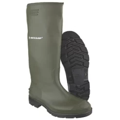 Dunlop Pricemaster 380VP Metal Free Non Safety Wellies Green Size 4 -Wellies Boots Store 3627C A2